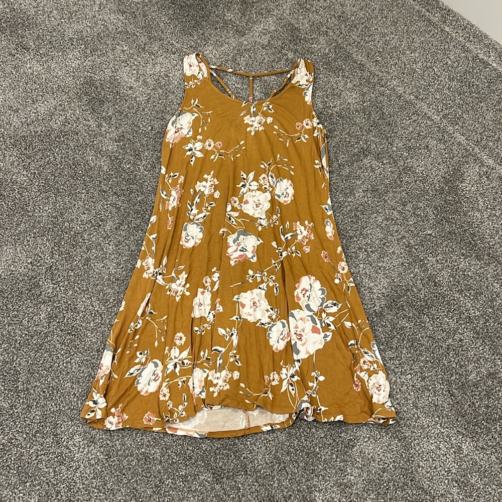 Maurices Mustard Floral Swing Dress